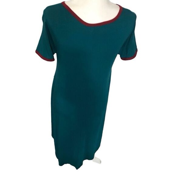 Lularoe Carly Swing Dress Green Burgandy size small - Picture 7 of 9